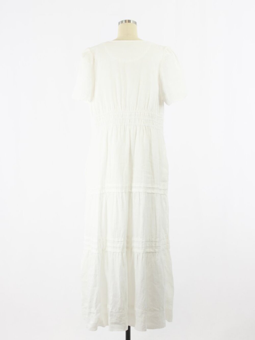 QUINCE White 100% European Linen Tiered A-Line Maxi Dress, Size L - Picture 7 of 14